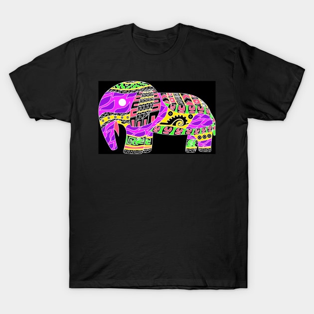 mexican totonac elephant in ecopop pattern arts T-Shirt by jorge_lebeau